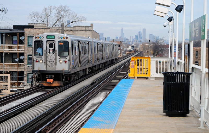 Trem e metrô da CTA Train em Chicago
