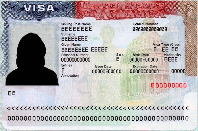 Modelo de visto de entrada para Chicago e Estados Unidos