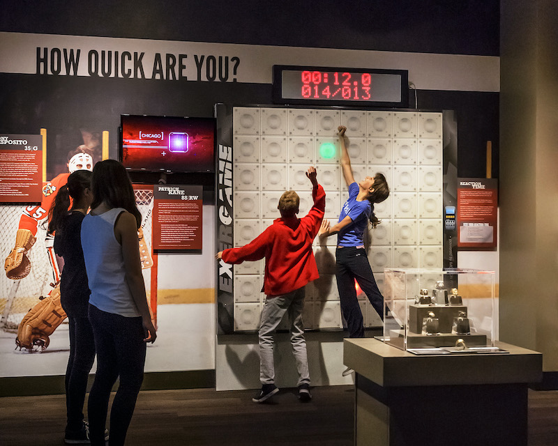 Atividade interativa no Chicago Sports Museum