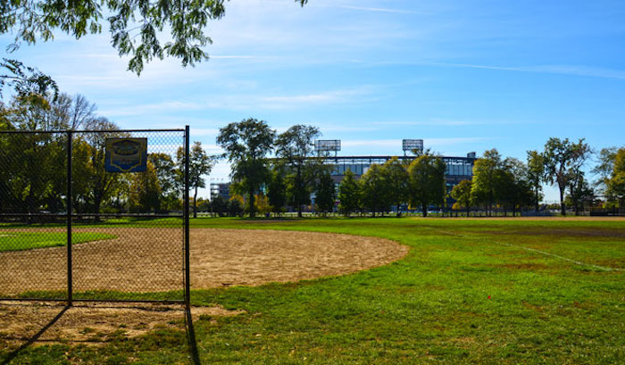 Campo esportivo no Armour Square Park em Chicago