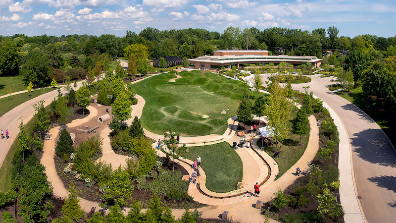 Vista aérea de área do Jardim Botânico de Chicago