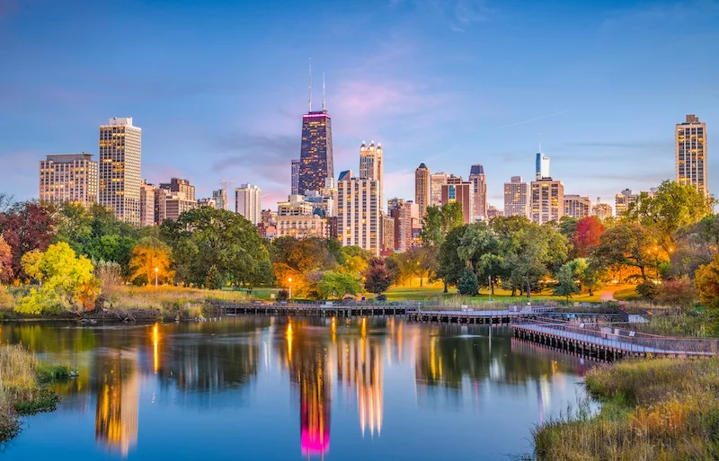 Paisagem do Lincoln Park em Chicago