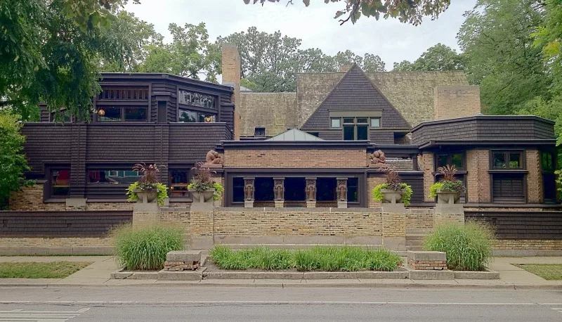 Fachada da Casa e Studio de Frank Lloyd Wright em Chicago